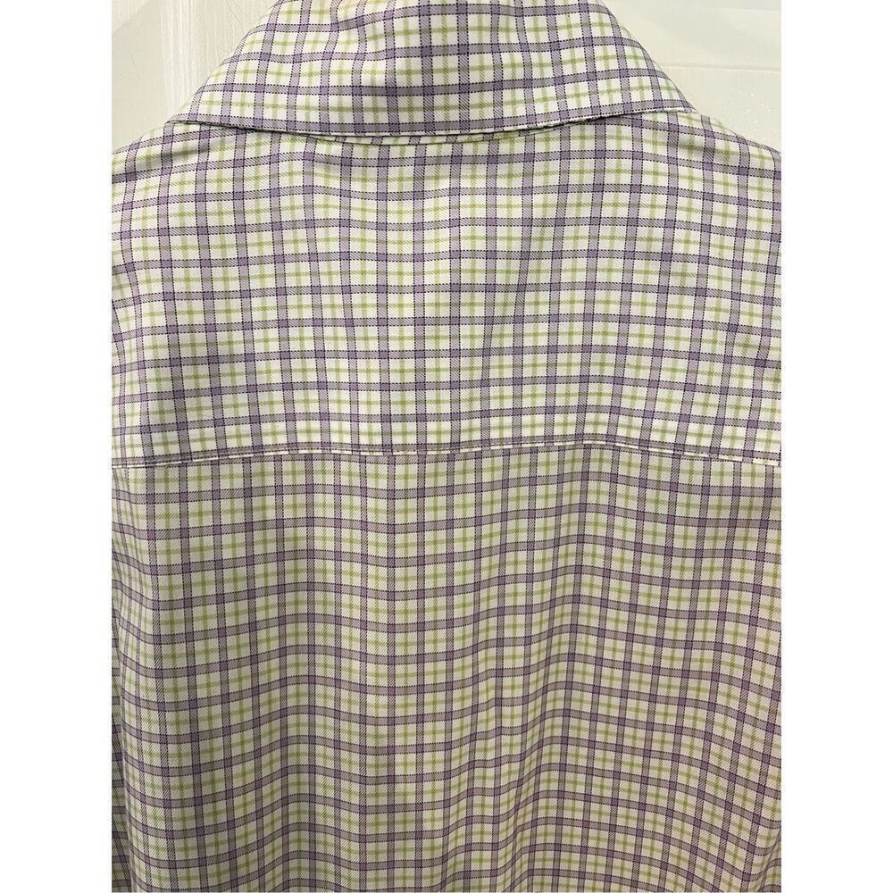 Orvis Charles F Orvis Cotton Reverse Cuff Green & Purple Plaid Button Down Shirt - Picture 9 of 10
